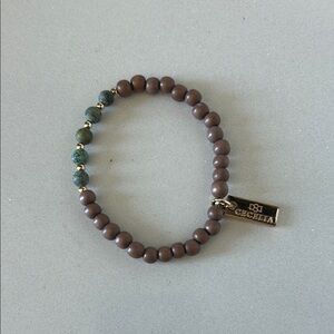 Cecelia Brown and Green Beaded Bracelet